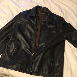 MENS Genuine Black Leather Columbia Coat